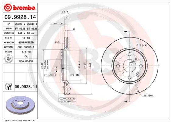 A.B.S. 09.9928.11 - Kočioni disk www.molydon.hr