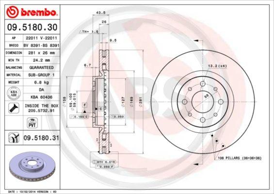 A.B.S. 09.5180.31 - Kočioni disk www.molydon.hr