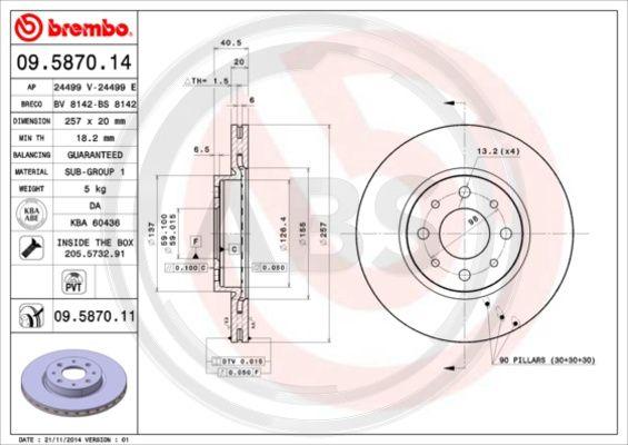 A.B.S. 09.5870.11 - Kočioni disk www.molydon.hr