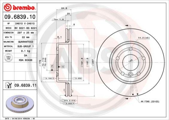 A.B.S. 09.6839.10 - Kočioni disk www.molydon.hr