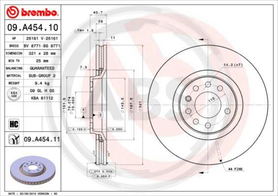 A.B.S. 09.A454.11 - Kočioni disk www.molydon.hr