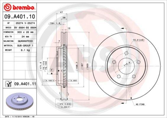 A.B.S. 09.A401.11 - Kočioni disk www.molydon.hr