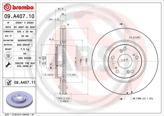 A.B.S. 09.A407.11 - Kočioni disk www.molydon.hr