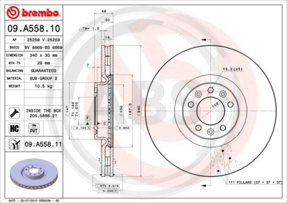 A.B.S. 09.A558.11 - Kočioni disk www.molydon.hr