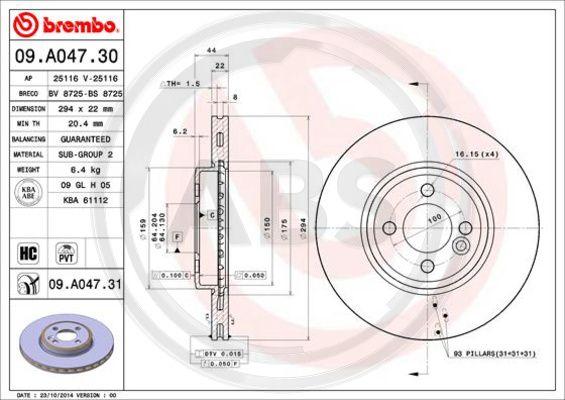 A.B.S. 09.A047.31 - Kočioni disk www.molydon.hr