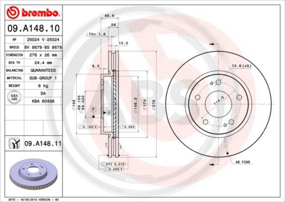 A.B.S. 09.A148.11 - Kočioni disk www.molydon.hr