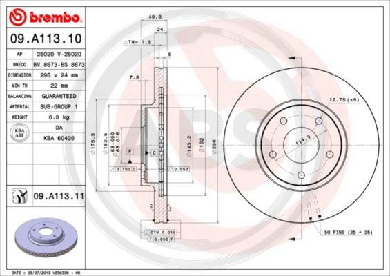 A.B.S. 09.A113.11 - Kočioni disk www.molydon.hr