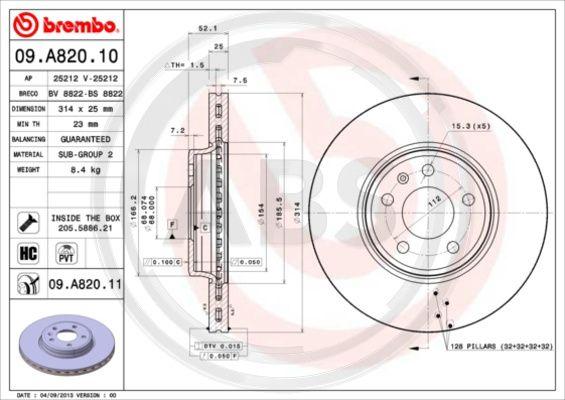 A.B.S. 09.A820.11 - Kočioni disk www.molydon.hr