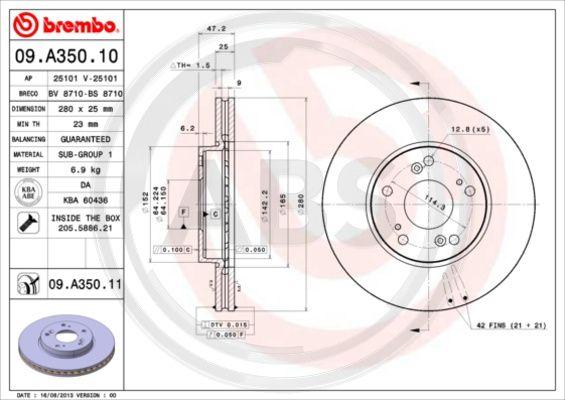 A.B.S. 09.A350.11 - Kočioni disk www.molydon.hr