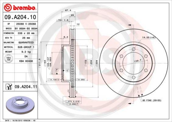 A.B.S. 09.A204.11 - Kočioni disk www.molydon.hr