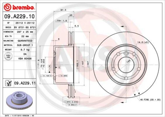 A.B.S. 09.A229.11 - Kočioni disk www.molydon.hr