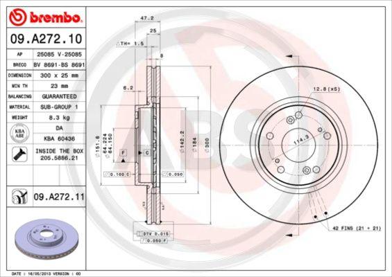 A.B.S. 09.A272.11 - Kočioni disk www.molydon.hr