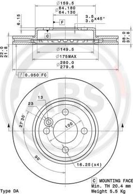 A.B.S. 09.A761.11 - Kočioni disk www.molydon.hr