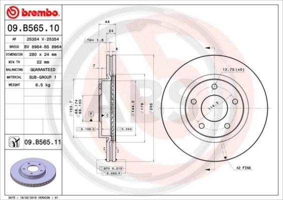 A.B.S. 09.B565.10 - Kočioni disk www.molydon.hr