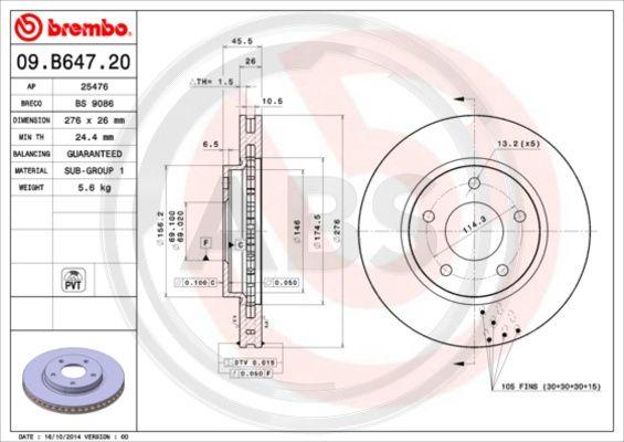 A.B.S. 09.B647.21 - Kočioni disk www.molydon.hr