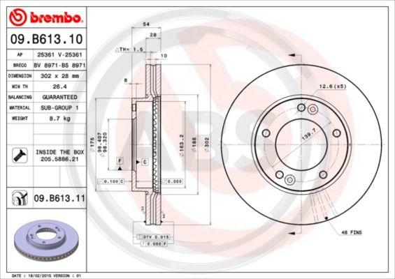 A.B.S. 09.B613.11 - Kočioni disk www.molydon.hr