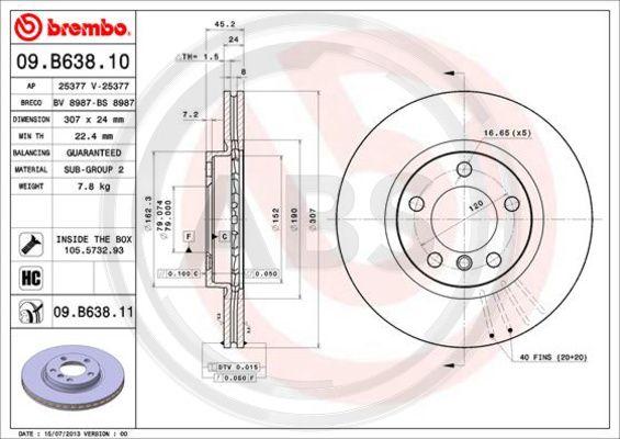 A.B.S. 09.B638.11 - Kočioni disk www.molydon.hr