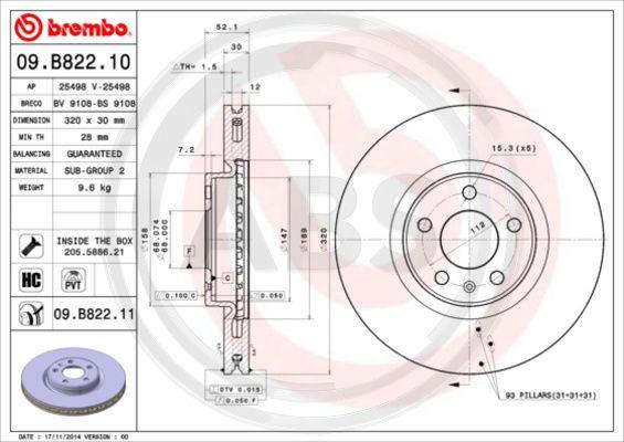 A.B.S. 09.B822.11 - Kočioni disk www.molydon.hr