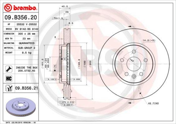 A.B.S. 09.B356.21 - Kočioni disk www.molydon.hr