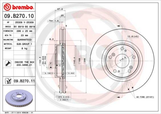 A.B.S. 09.B270.11 - Kočioni disk www.molydon.hr