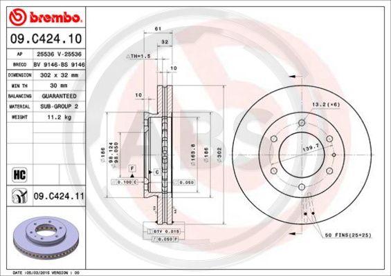 A.B.S. 09.C424.11 - Kočioni disk www.molydon.hr