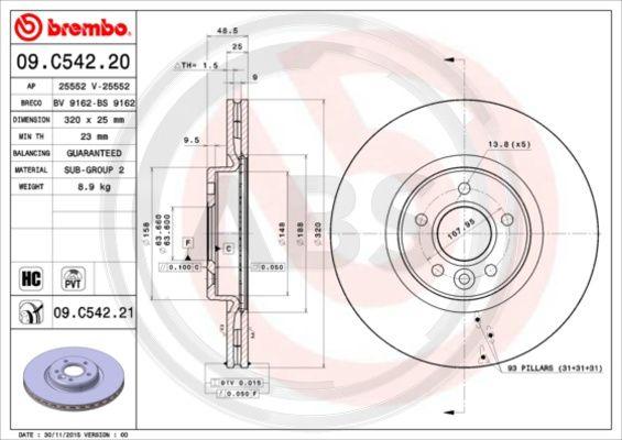 A.B.S. 09.C542.21 - Kočioni disk www.molydon.hr