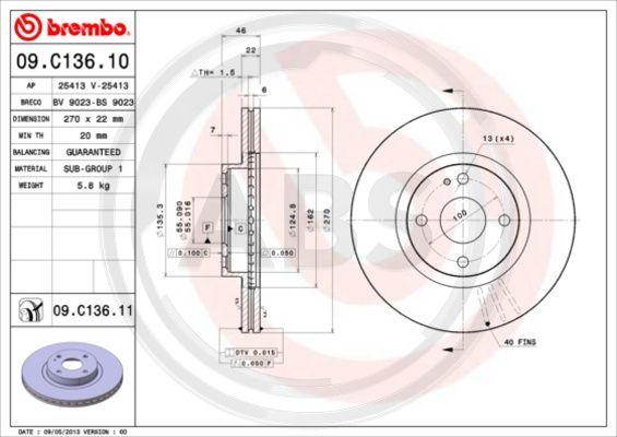 A.B.S. 09.C136.11 - Kočioni disk www.molydon.hr