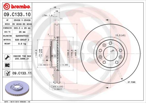 A.B.S. 09.C133.11 - Kočioni disk www.molydon.hr