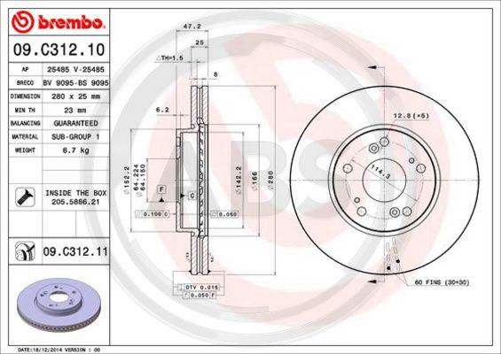 A.B.S. 09.C312.11 - Kočioni disk www.molydon.hr