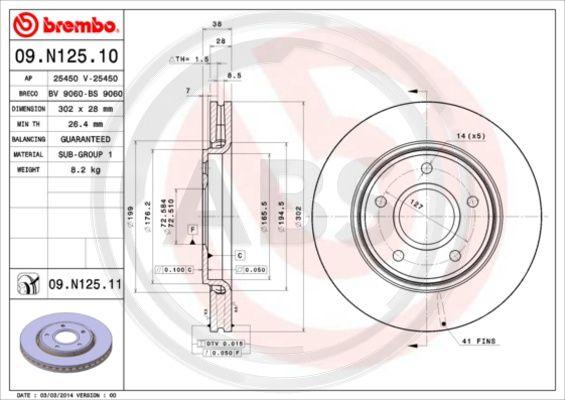 A.B.S. 09.N125.11 - Kočioni disk www.molydon.hr