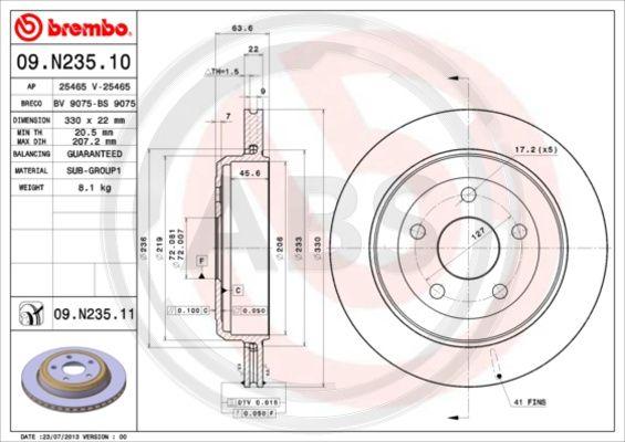 A.B.S. 09.N235.11 - Kočioni disk www.molydon.hr