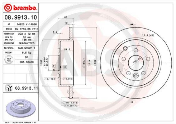 A.B.S. 08.9913.11 - Kočioni disk www.molydon.hr