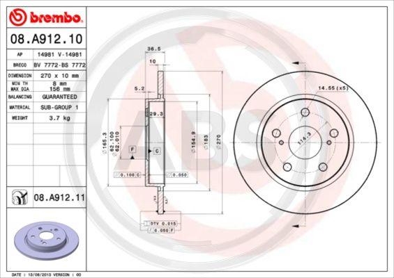 A.B.S. 08.A912.11 - Kočioni disk www.molydon.hr