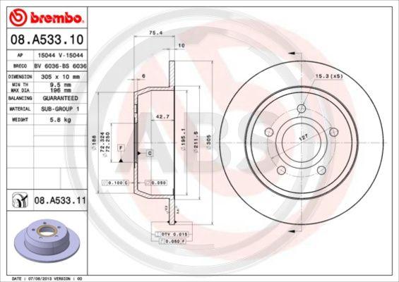 A.B.S. 08.A533.11 - Kočioni disk www.molydon.hr