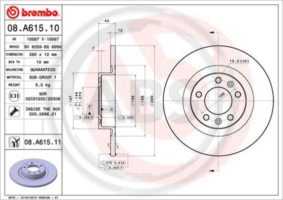 A.B.S. 08.A615.11 - Kočioni disk www.molydon.hr