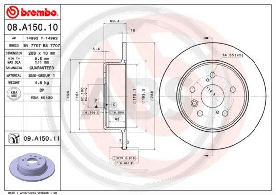 A.B.S. 08.A150.11 - Kočioni disk www.molydon.hr