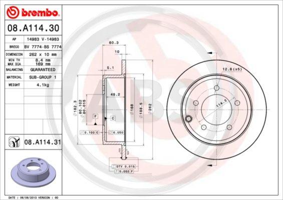 A.B.S. 08.A114.31 - Kočioni disk www.molydon.hr