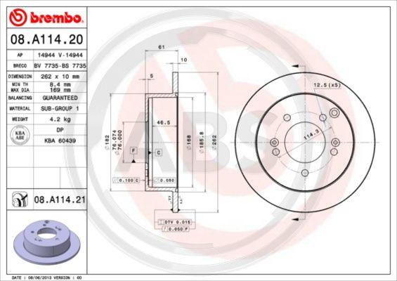 A.B.S. 08.A114.21 - Kočioni disk www.molydon.hr