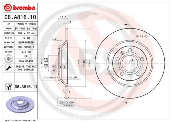 A.B.S. 08.A816.11 - Kočioni disk www.molydon.hr