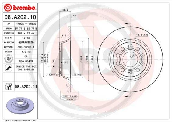 A.B.S. 08.A202.11 - Kočioni disk www.molydon.hr