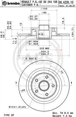 A.B.S. 08.A239.10 - Kočioni disk www.molydon.hr