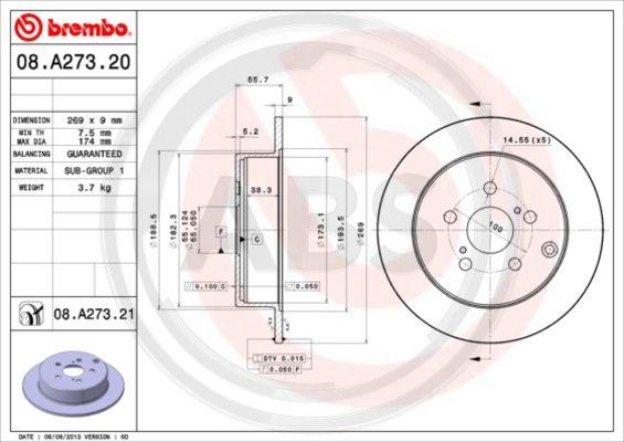 A.B.S. 08.A273.21 - Kočioni disk www.molydon.hr