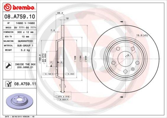 A.B.S. 08.A759.11 - Kočioni disk www.molydon.hr