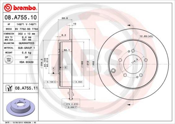 A.B.S. 08.A755.11 - Kočioni disk www.molydon.hr