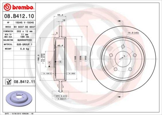 A.B.S. 08.B412.11 - Kočioni disk www.molydon.hr