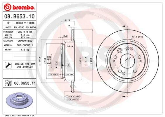 A.B.S. 08.B653.11 - Kočioni disk www.molydon.hr