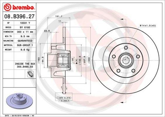 A.B.S. 08.B396.27 - Kočioni disk www.molydon.hr