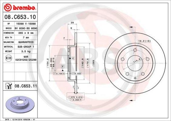 A.B.S. 08.C653.11 - Kočioni disk www.molydon.hr