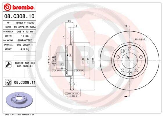 A.B.S. 08.C308.11 - Kočioni disk www.molydon.hr