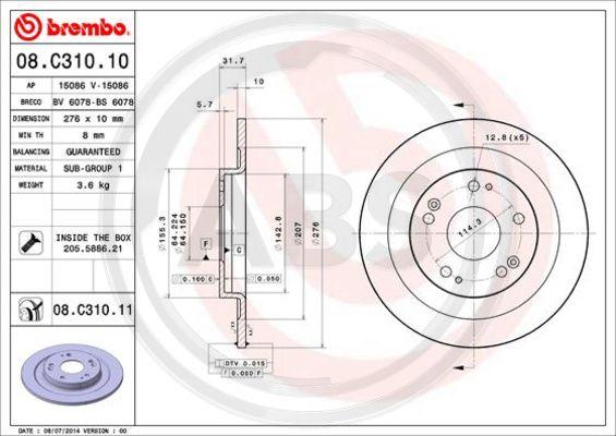 A.B.S. 08.C310.11 - Kočioni disk www.molydon.hr